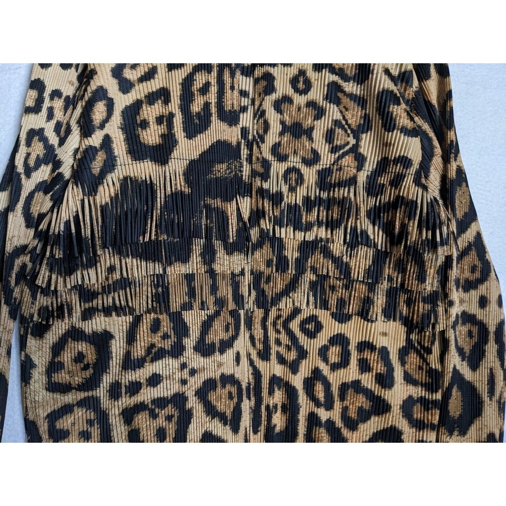 Chicos Womens Jacket Top Size 3 XL Leopard Fringe Chocolate Chip Polyester Brown - Picture 2 of 10